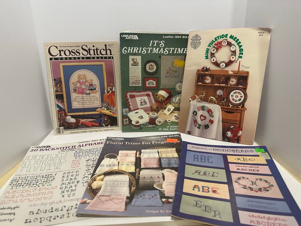 6 Cross Stitch Books, Guides, Patterns, and instructions Vintage